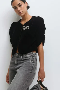 Gina Tricot Veour top Svart Online