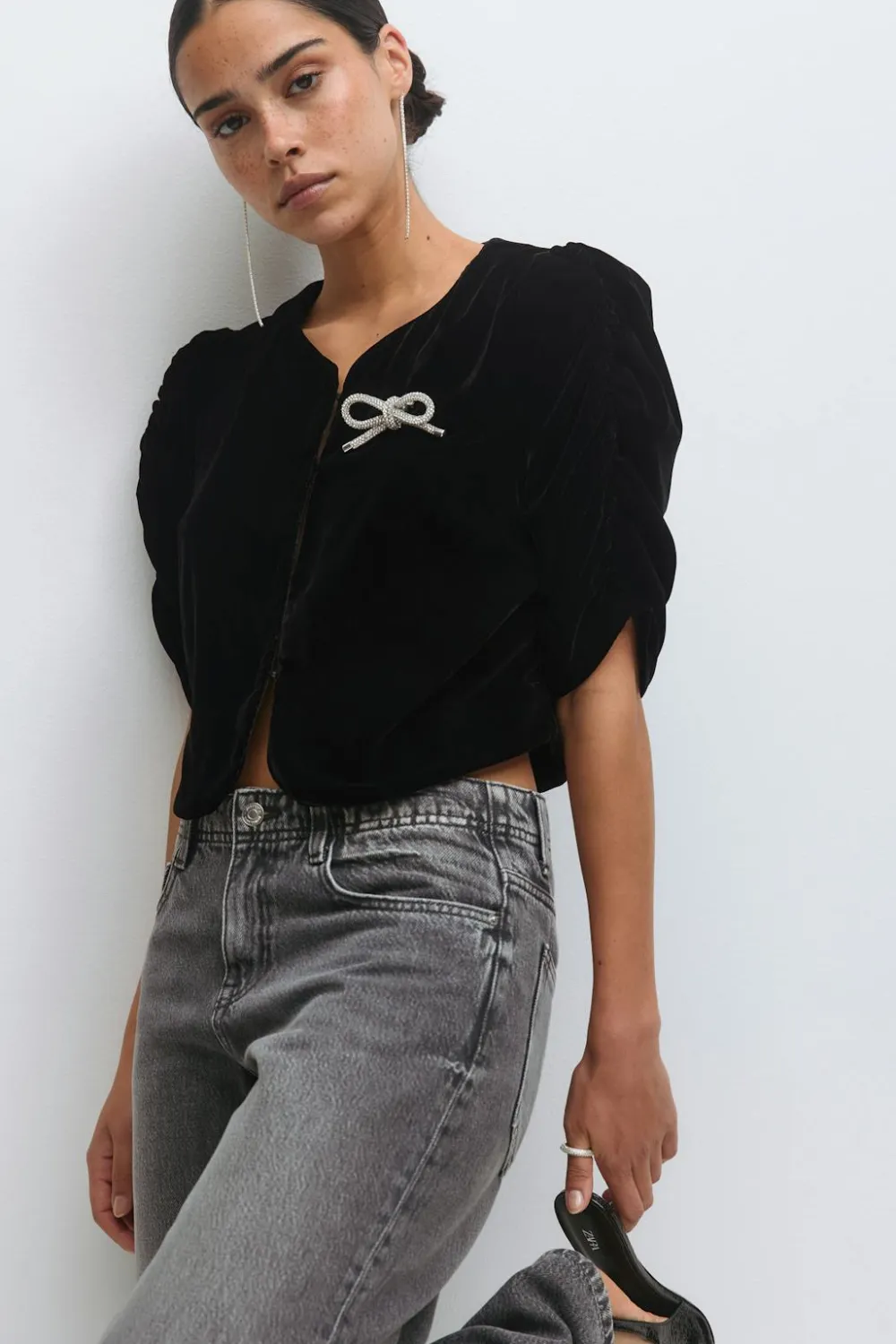 Gina Tricot Veour top Svart Online