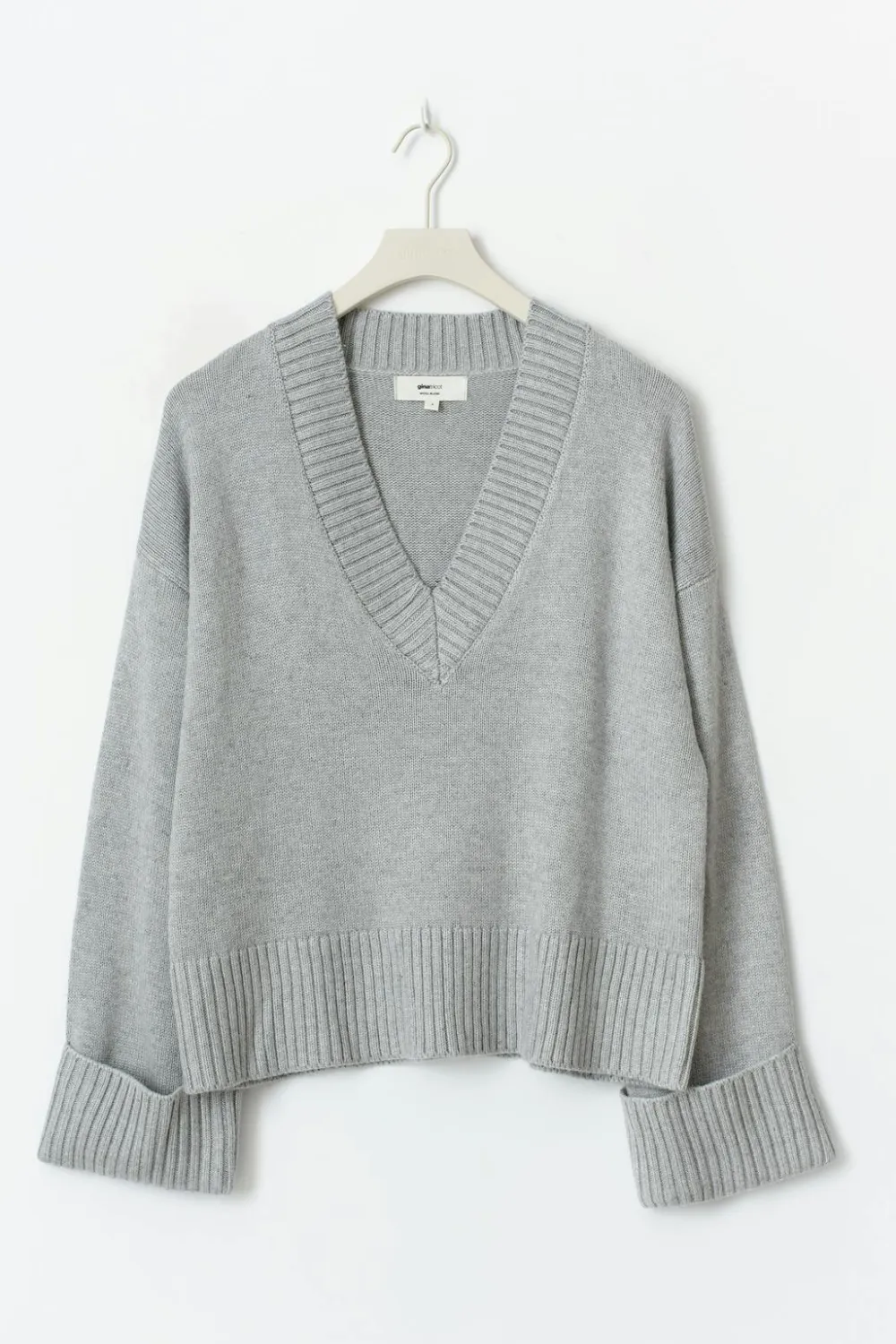 Gina Tricot V-neck knitted weater Grå Online