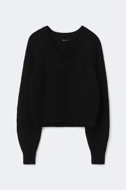 Gina Tricot V-neck knitted weater Svart Best