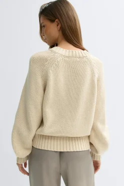 Gina Tricot V-neck knitted weater Beige Outlet