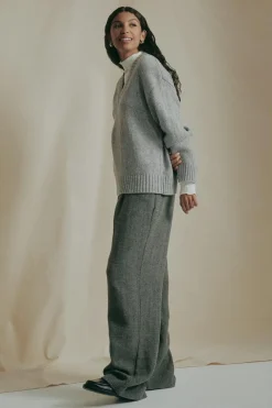 Gina Tricot V-neck knitted woo weater Grå Online