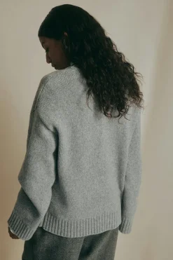Gina Tricot V-neck knitted woo weater Grå Online