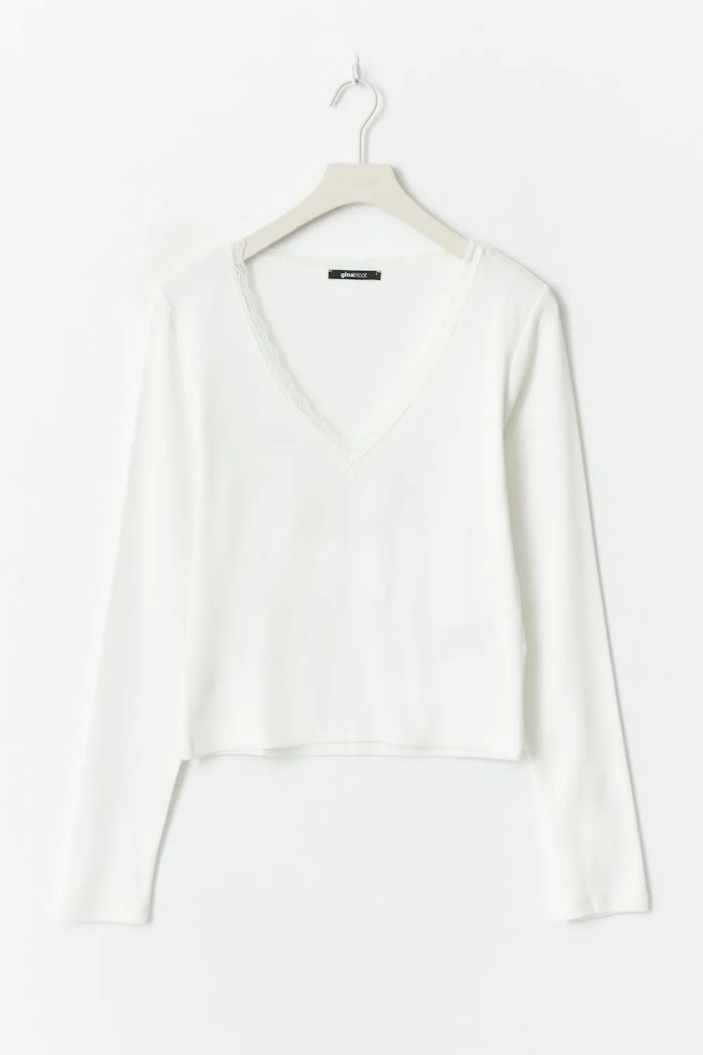 Gina Tricot V-neck ace detai top Hvit New