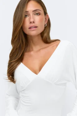 Gina Tricot V-neck top Hvit Discount