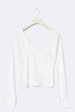 Gina Tricot V-neck top Hvit Discount