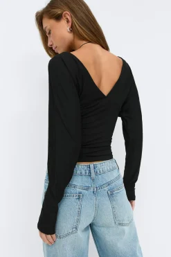 Gina Tricot V-neck top Svart Hot