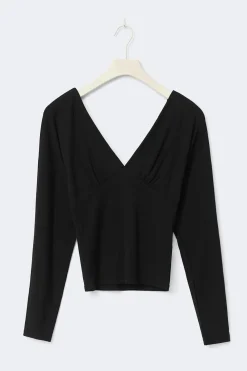 Gina Tricot V-neck top Svart Hot
