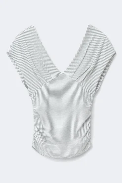 Gina Tricot V-neck top Svart Clearance