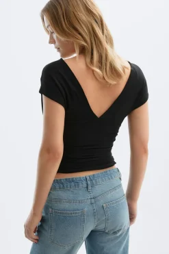 Gina Tricot V-neck top Svart Best