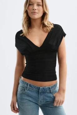 Gina Tricot V-neck top Svart Best