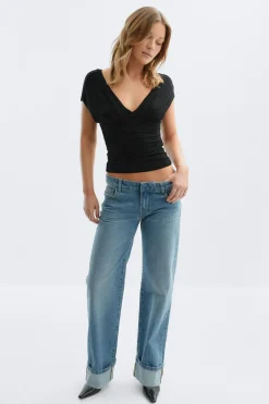 Gina Tricot V-neck top Svart Best