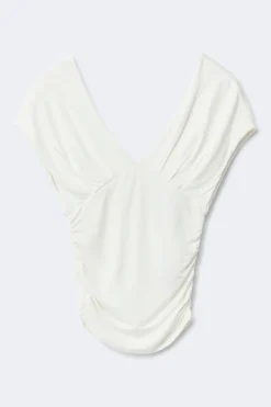 Gina Tricot V-neck top Hvit Clearance