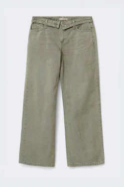Gina Tricot Waist flip wide jeans Grønn Best