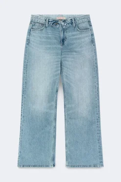 Gina Tricot Waist flip wide jeans Blå