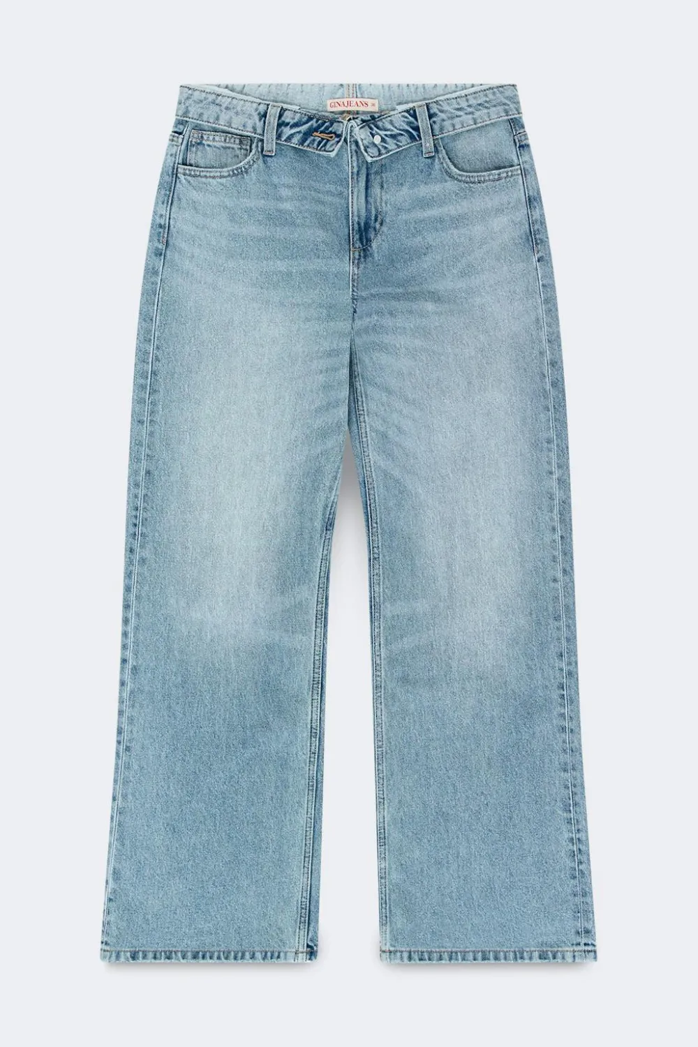 Gina Tricot Waist flip wide jeans Blå