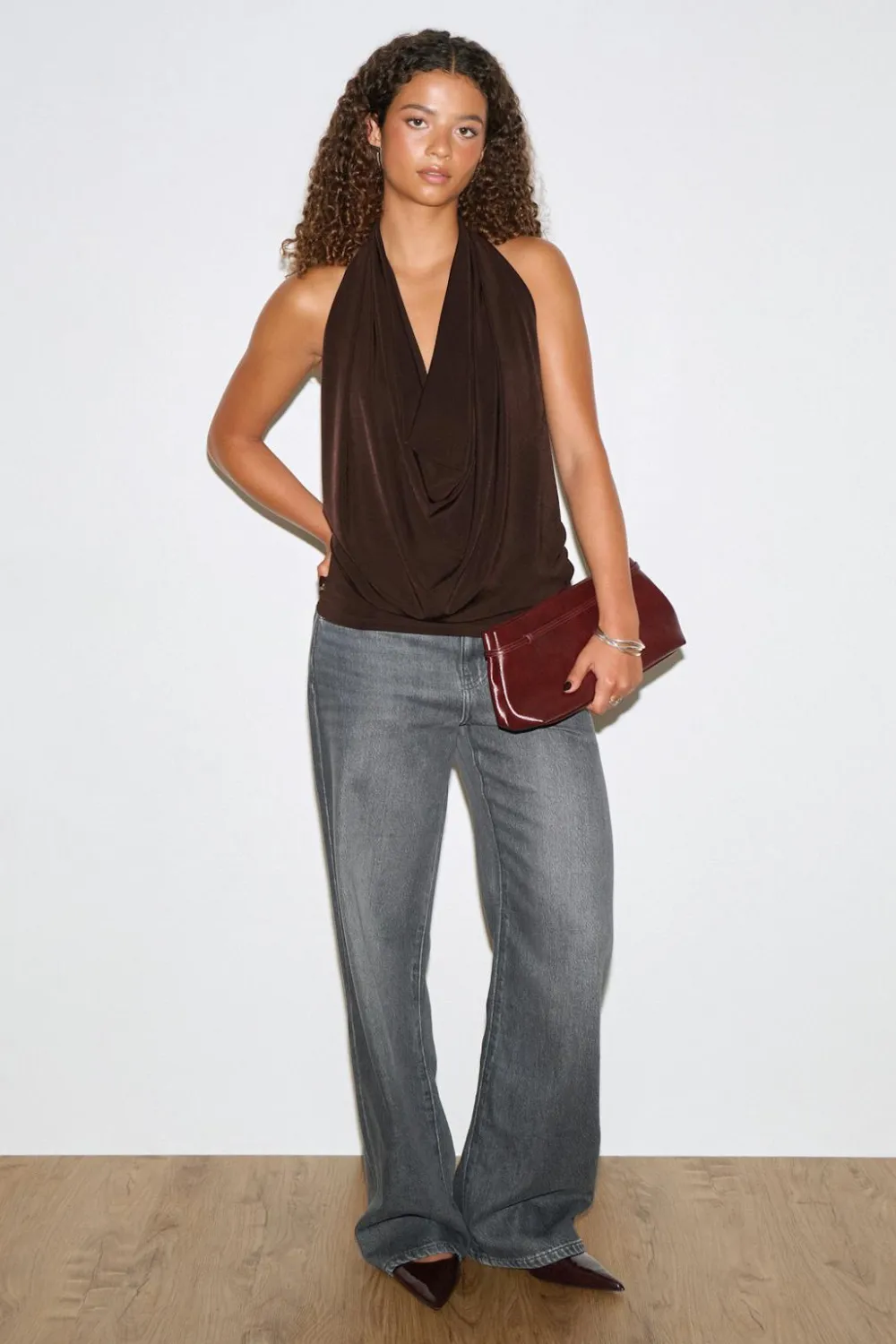 Gina Tricot Waterfa top Brun Clearance