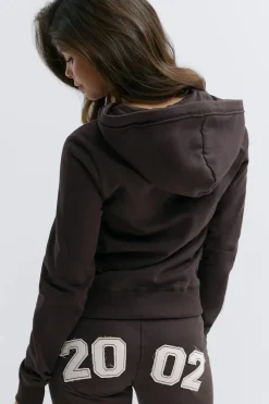 Gina Tricot 14+ 2 way zip hoodie Brun