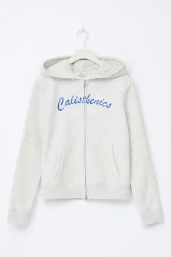 Gina Tricot 14+ 2 way zip hoodie Grå Clearance