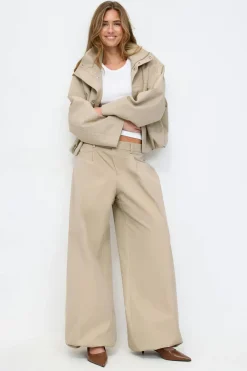 Gina Tricot Wide balloon cotton trousers Beige Hot