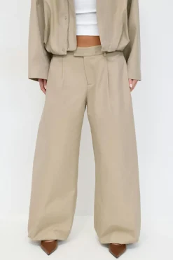 Gina Tricot Wide balloon cotton trousers Beige Hot