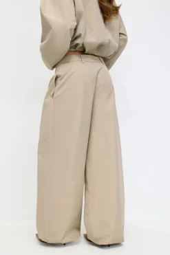Gina Tricot Wide balloon cotton trousers Beige Hot