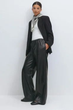 Gina Tricot Wide drawstring pu trousers Svart Hot