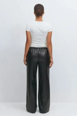 Gina Tricot Wide drawstring pu trousers Svart Hot