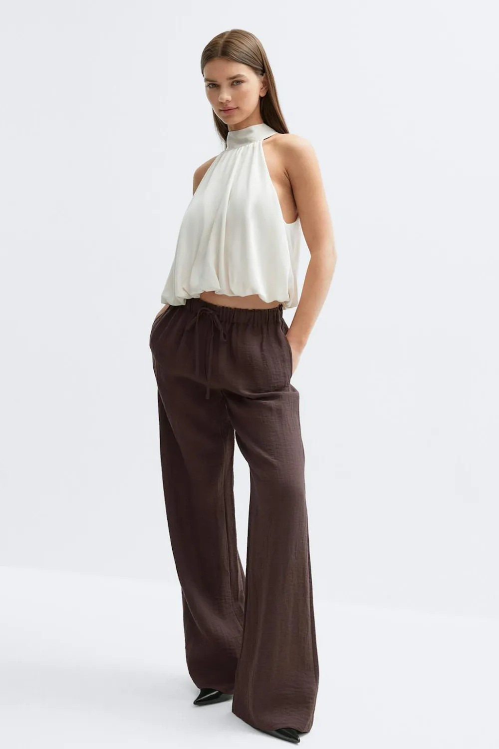 Gina Tricot Wide drawtring trouer Brun Best