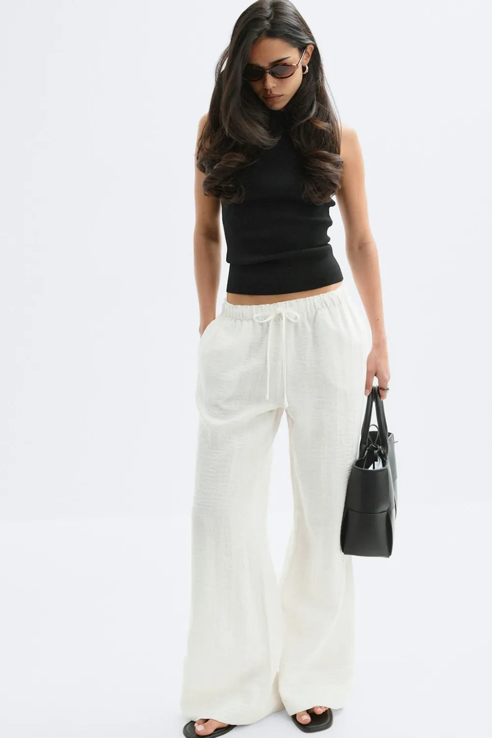 Gina Tricot Wide drawtring trouer Hvit Sale