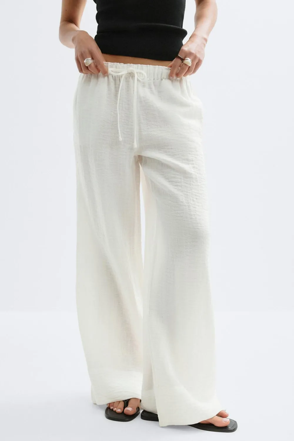 Gina Tricot Wide drawtring trouer Hvit Sale