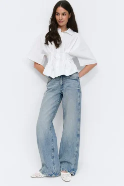 Gina Tricot Wide flare jeans Blå Sale