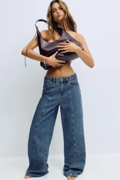 Gina Tricot Wide front seam jeans Blå Clearance