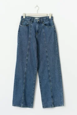 Gina Tricot Wide front seam jeans Blå Clearance