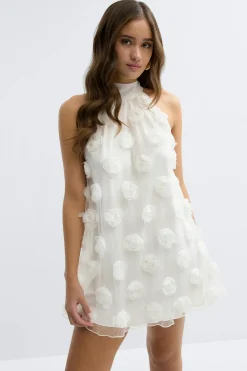 Gina Tricot Wide halterneck mini dress Hvit New