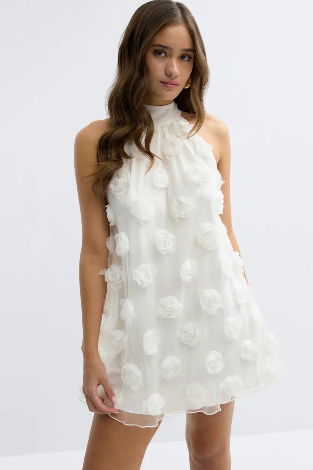Gina Tricot Wide halterneck mini dress Hvit New