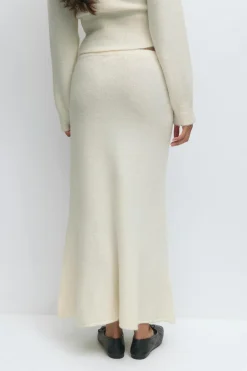 Gina Tricot Wide knitted kirt Hvit Sale