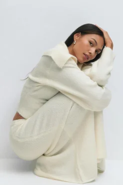 Gina Tricot Wide knitted kirt Hvit Sale