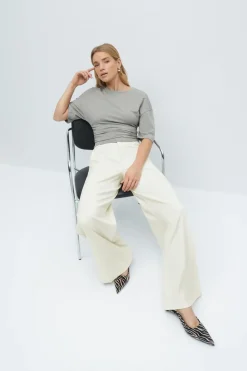 Gina Tricot Wide leg suit trousers Beige Hot