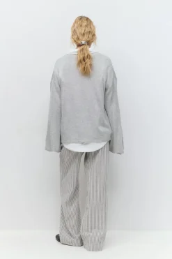 Gina Tricot Wide linen blend trousers Grå Clearance