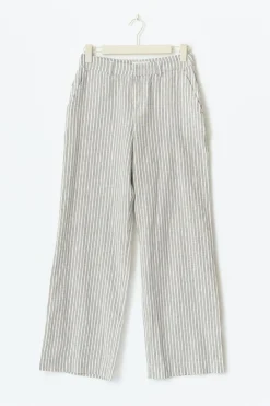 Gina Tricot Wide linen blend trousers Grå Clearance