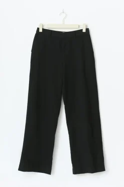 Gina Tricot Wide linen blend trousers Svart Clearance