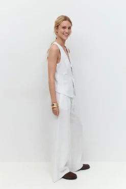 Gina Tricot Wide linen trousers Hvit Sale