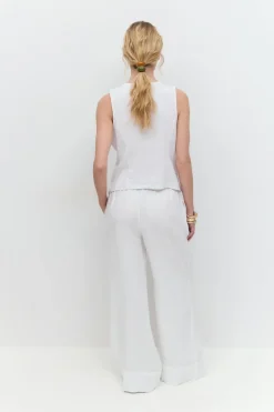 Gina Tricot Wide linen trousers Hvit Sale