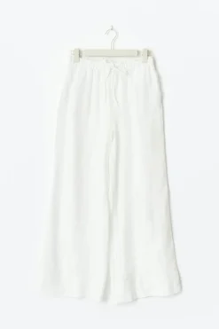 Gina Tricot Wide linen trousers Hvit Sale