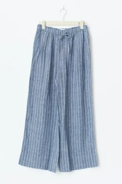 Gina Tricot Wide linen trousers Blå Discount