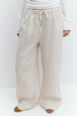 Gina Tricot Wide linen trousers Beige Hot