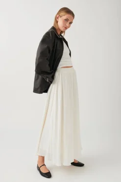 Gina Tricot Wide axi kirt Hvit Sale
