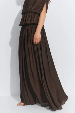 Gina Tricot Wide maxi skirt Brun Clearance
