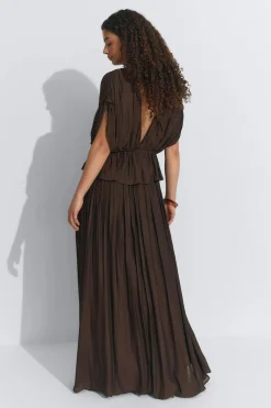 Gina Tricot Wide maxi skirt Brun Clearance